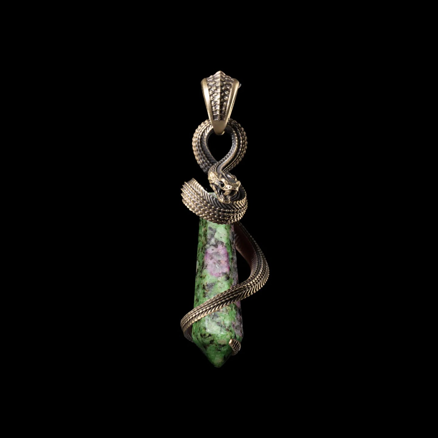 Brass Venom_s Heart Pendant Ruby Zoisite
