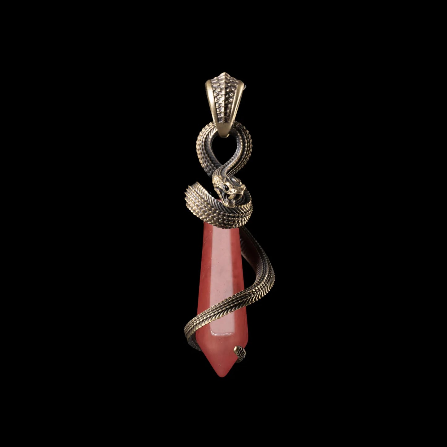 Brass Venom_s Heart Pendant Watermelon Red Crystal