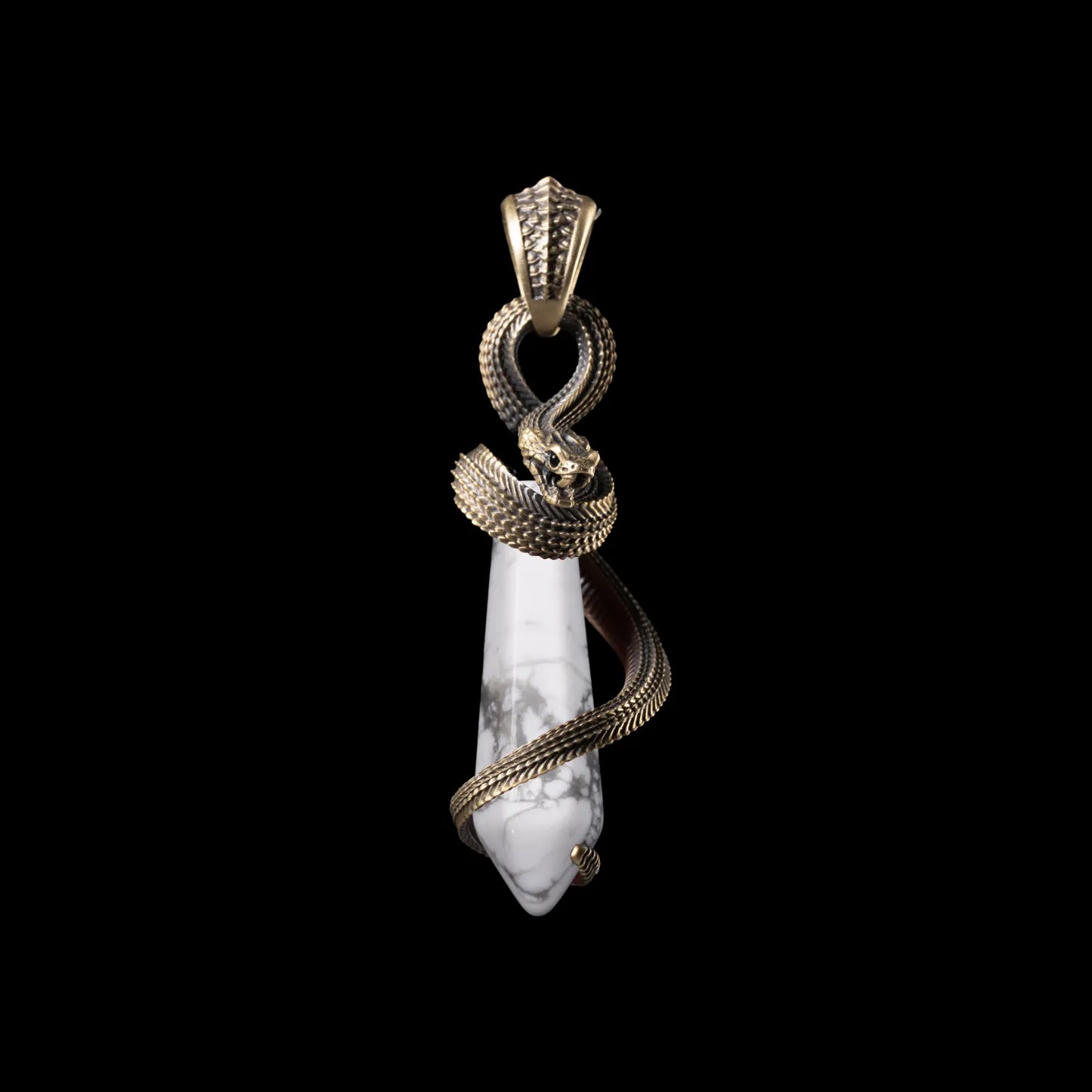 Brass Venom_s Heart Pendant White Turquoise