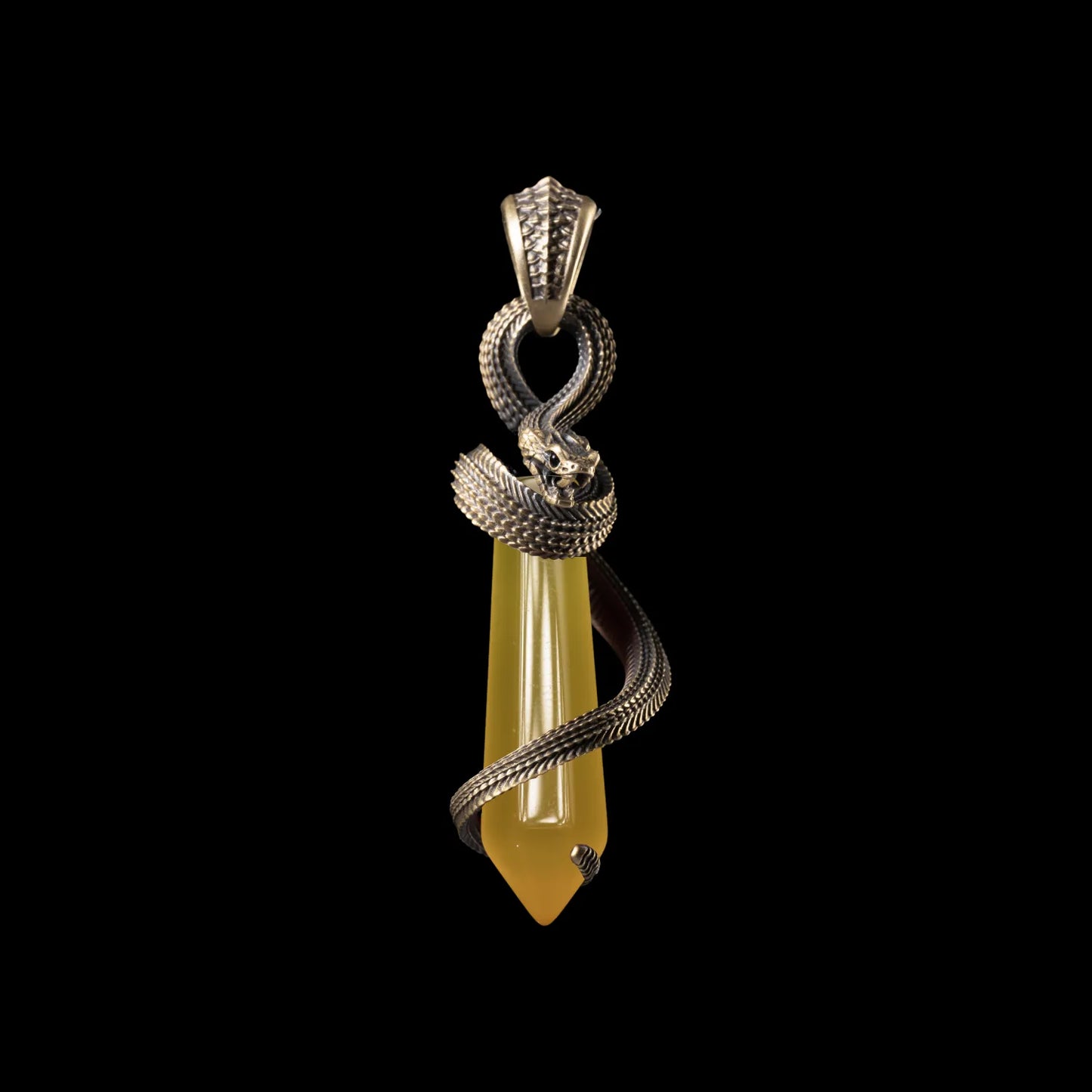 Brass Venom_s Heart Pendant Yellow Jade