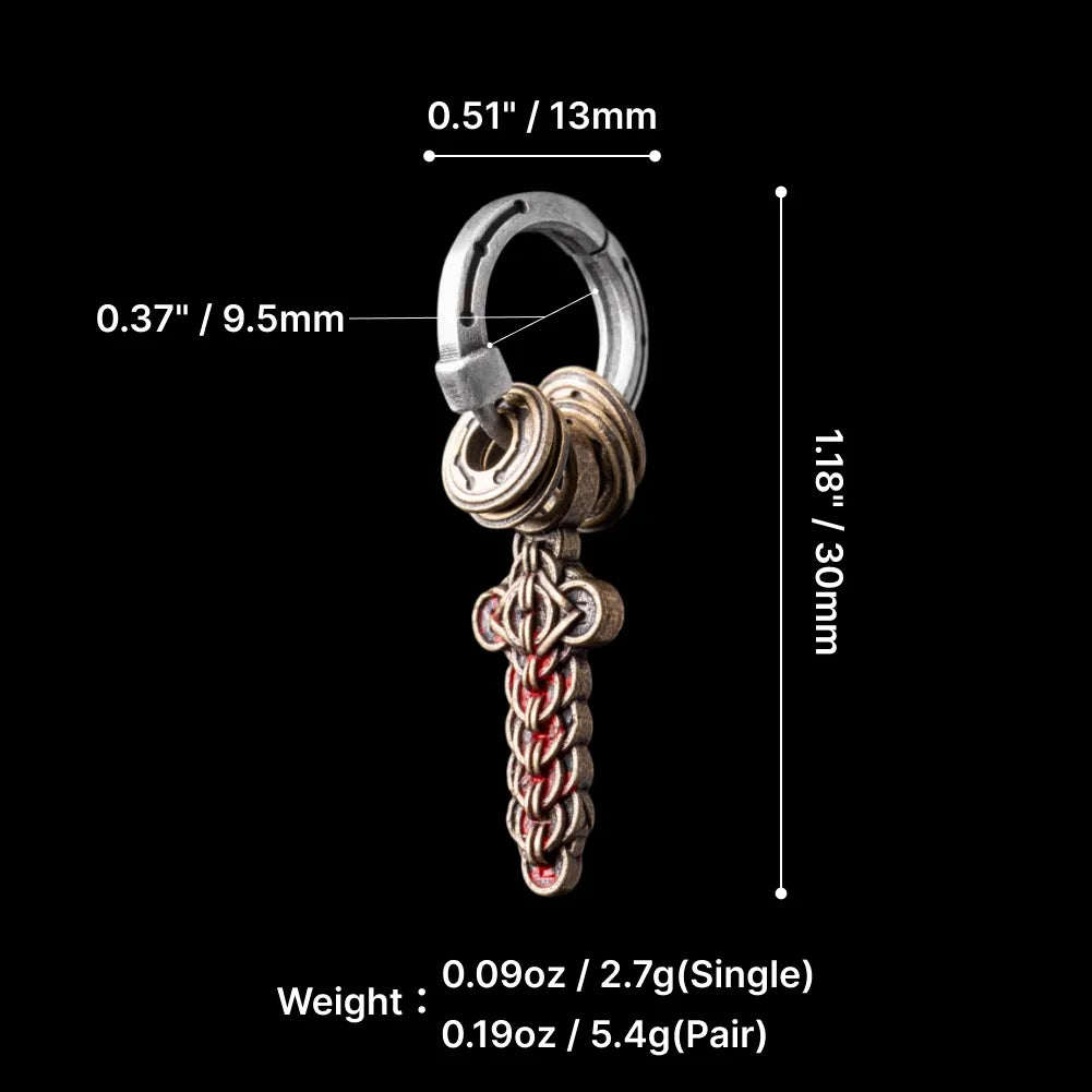 Coin Sword Talisman Earrings