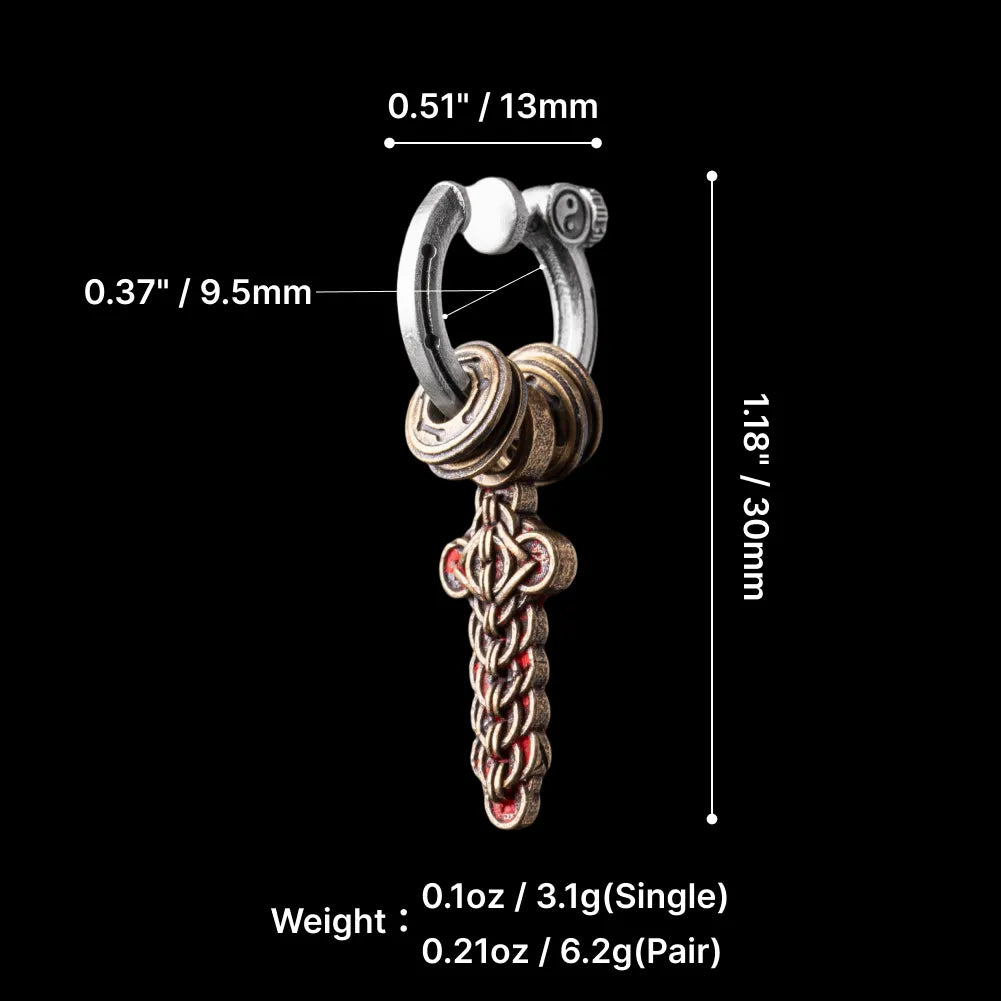 Coin Sword Talisman Earrings