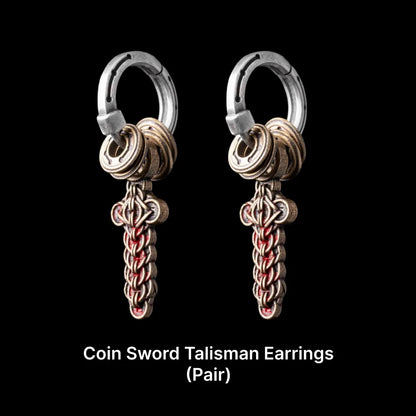 Coin Sword Talisman Earrings