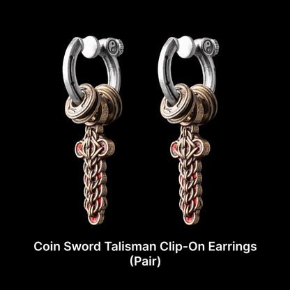 Coin Sword Talisman Earrings