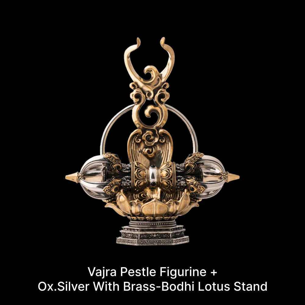 Brass With White Bronze With Cinnabar Bodhi Lotus Stand Details 02