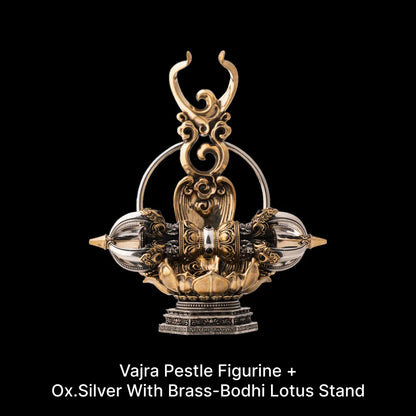 Brass With White Bronze With Cinnabar Bodhi Lotus Stand Details 02