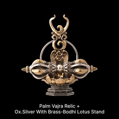 Brass With White Bronze With Cinnabar Bodhi Lotus Stand Details 03