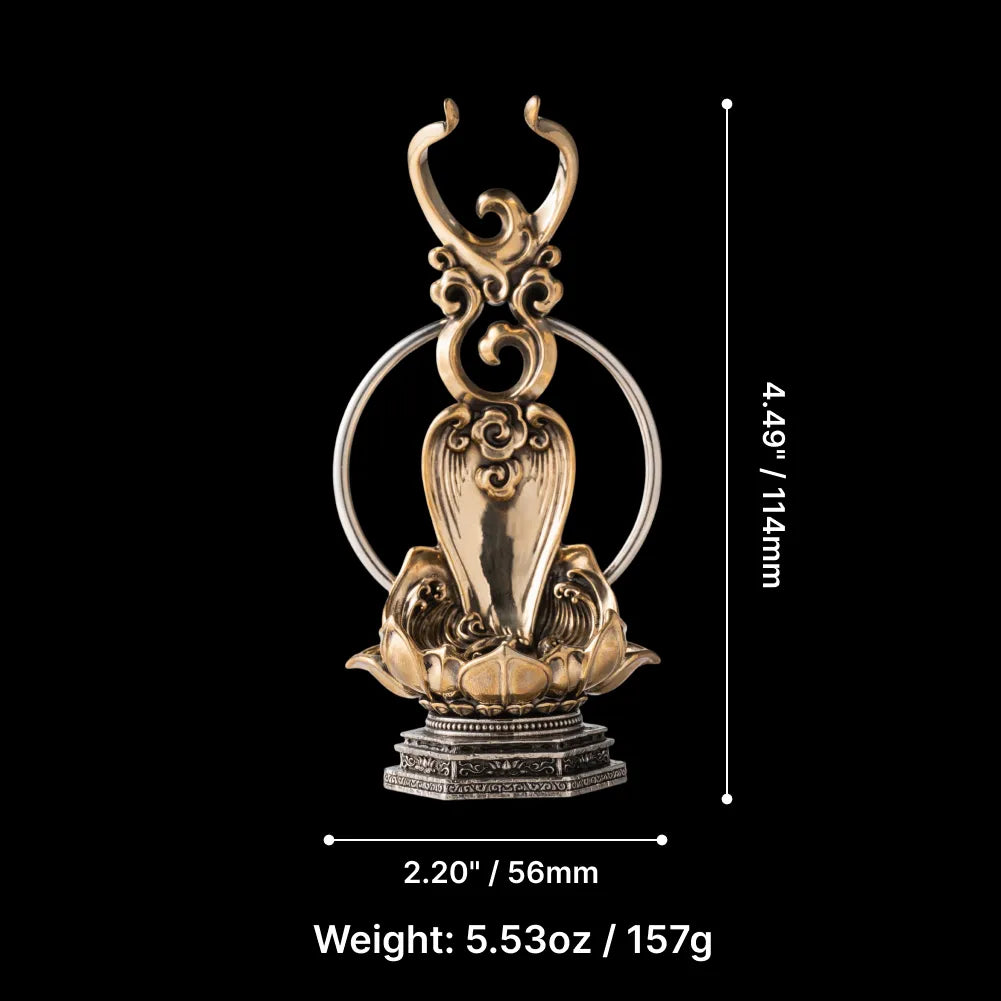 Brass With White Bronze With Cinnabar Bodhi Lotus Stand Pendant Paramter