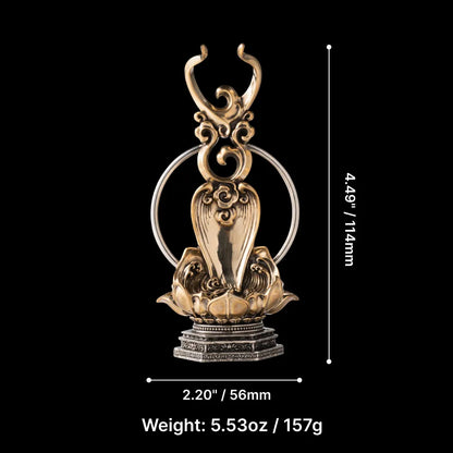 Brass With White Bronze With Cinnabar Bodhi Lotus Stand Pendant Paramter