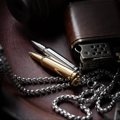 Bullet Shaped Pendant Gold Tone Details 04