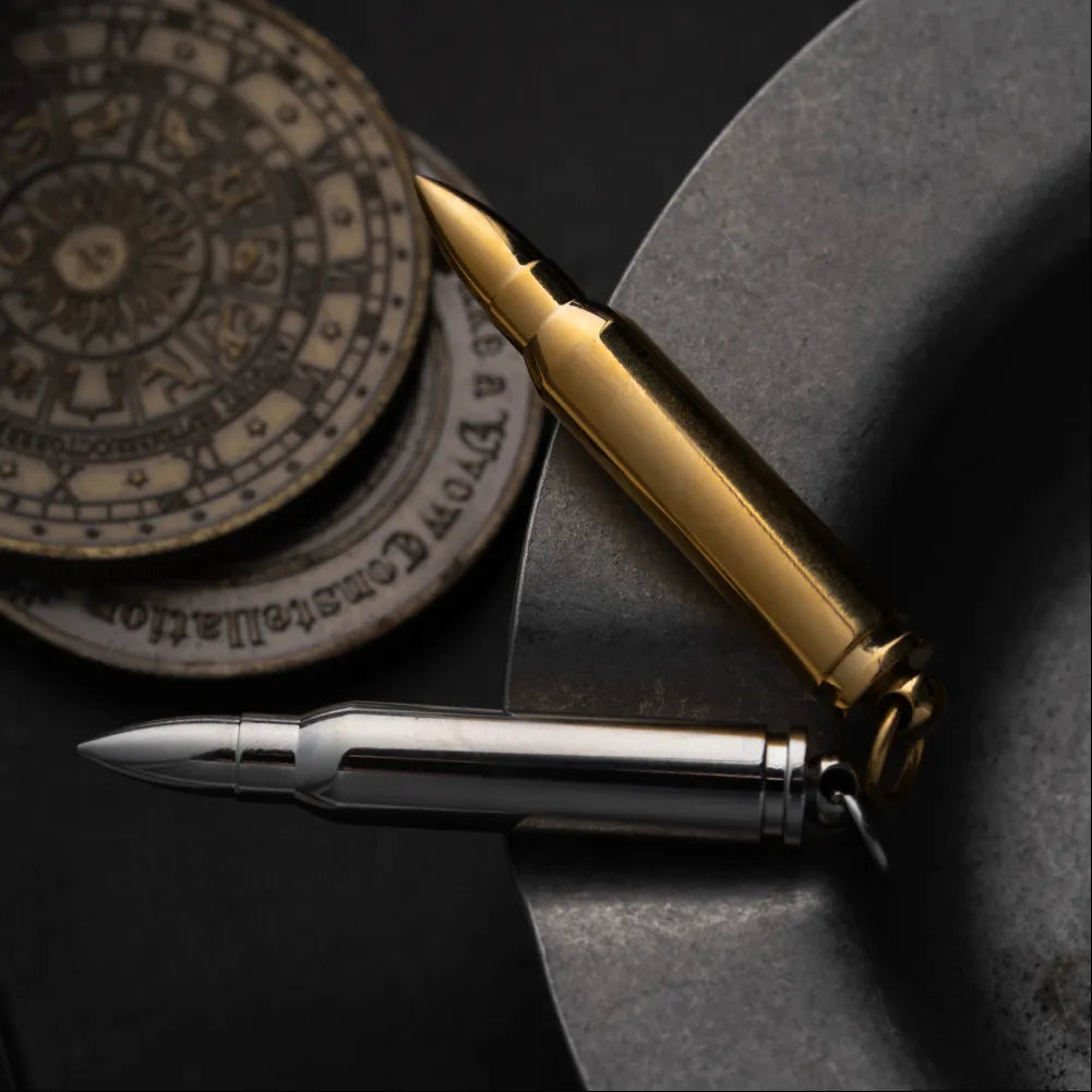 Bullet Shaped Pendant Gold Tone Details 05