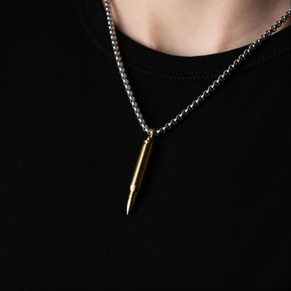 Bullet Shaped Pendant Gold Tone Details 08