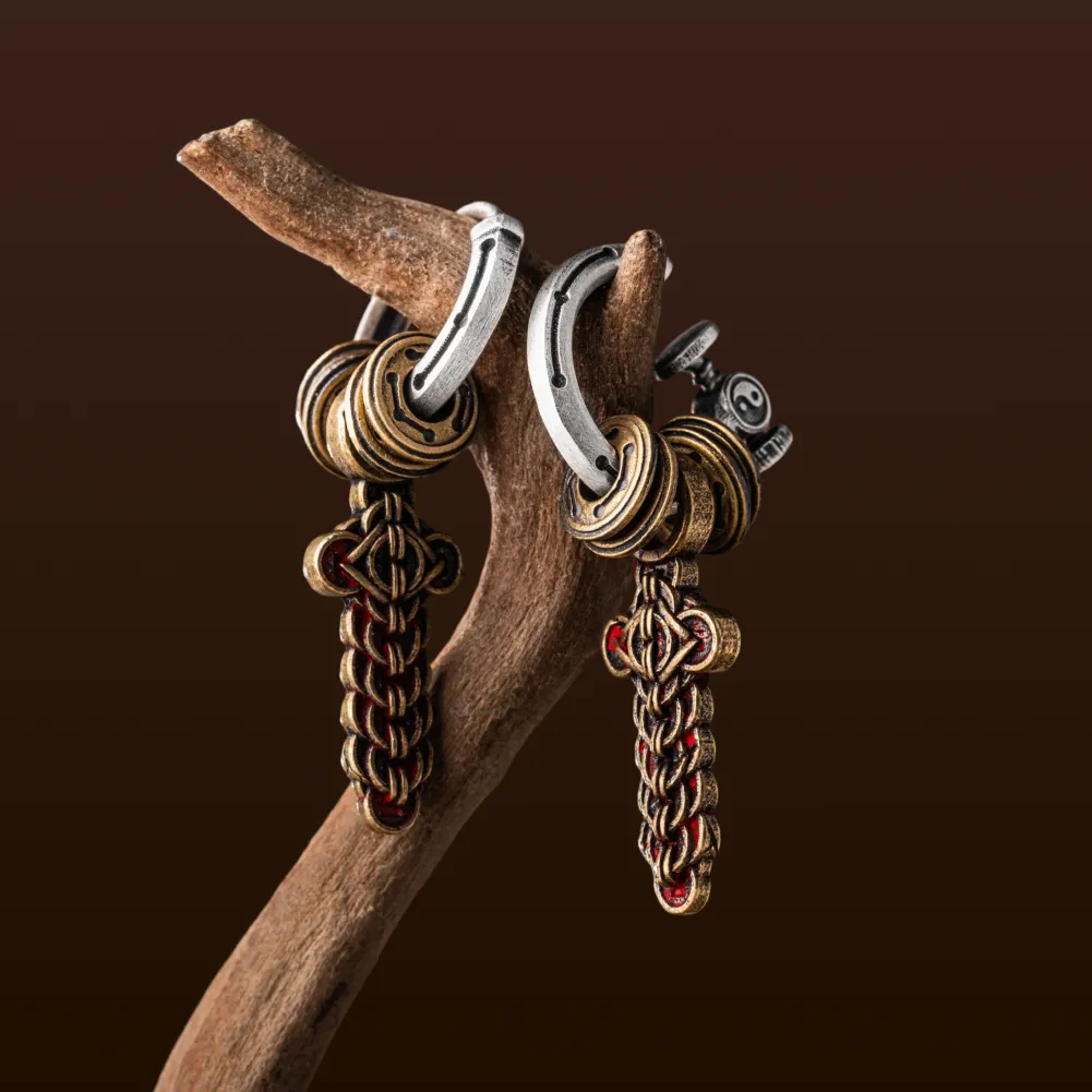 Coin Sword Talisman Earrings