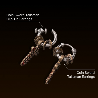 Coin Sword Talisman Earrings
