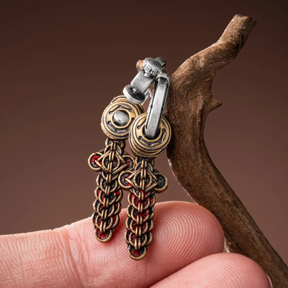 Coin Sword Talisman Earrings