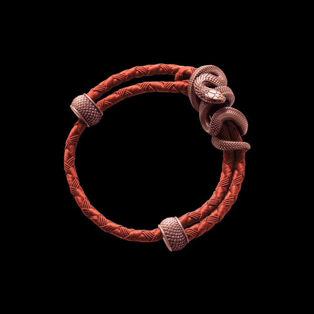 Copper Black Mamba Rope Bracelet Braided Rope Deep Orange