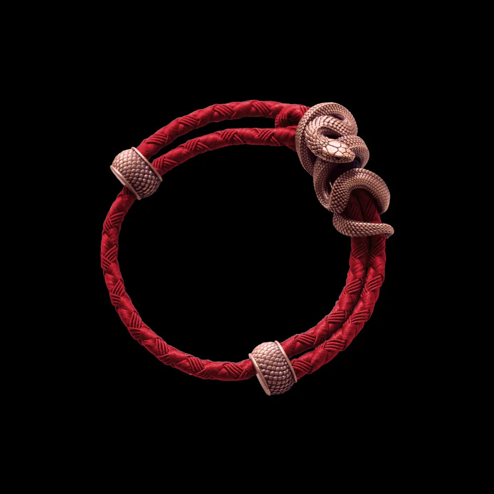 Copper Black Mamba Rope Bracelet Braided Rope Jujube Red