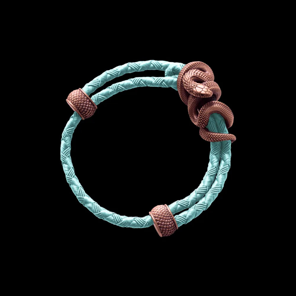 Copper Black Mamba Rope Bracelet Braided Rope Light Blue