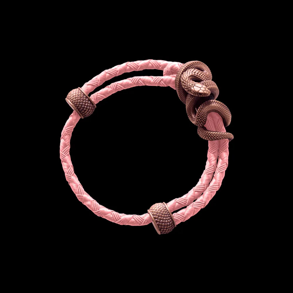 Copper Black Mamba Rope Bracelet Braided Rope Light Pink