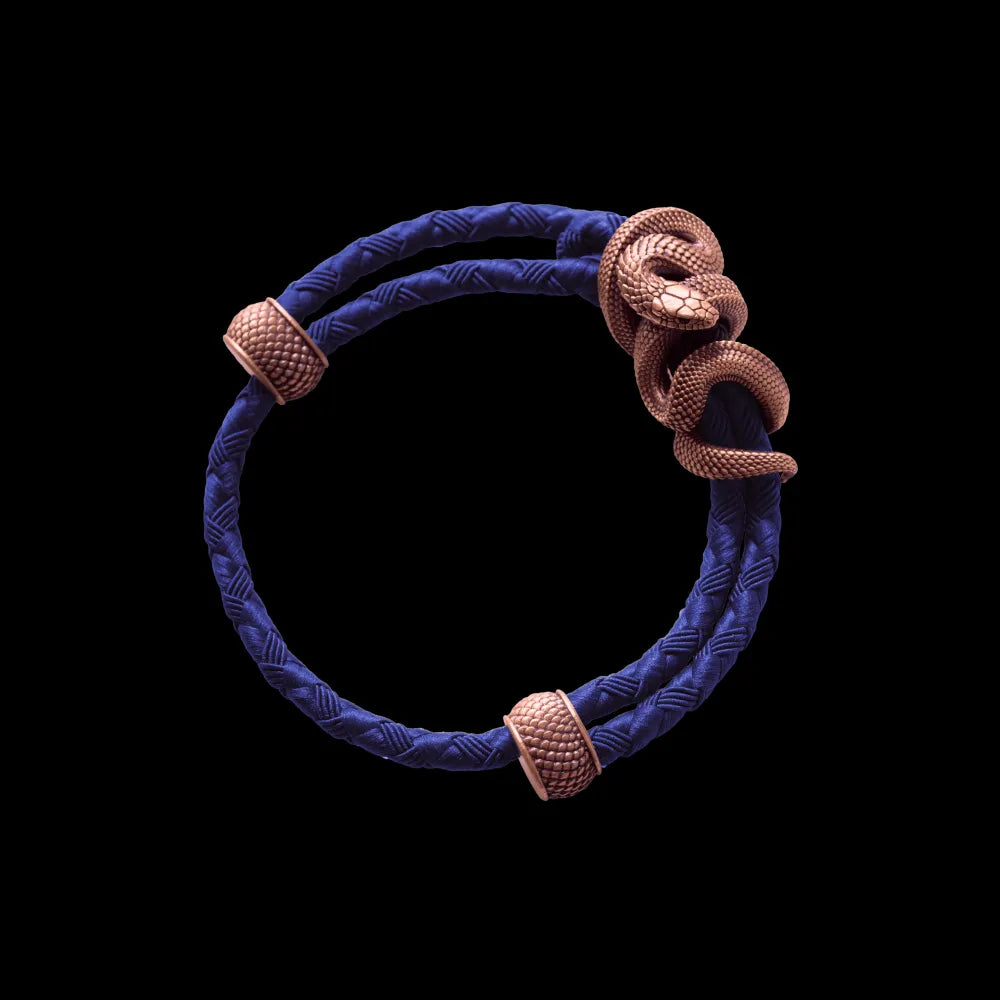 Copper Black Mamba Rope Bracelet Braided Rope Vivid Blue