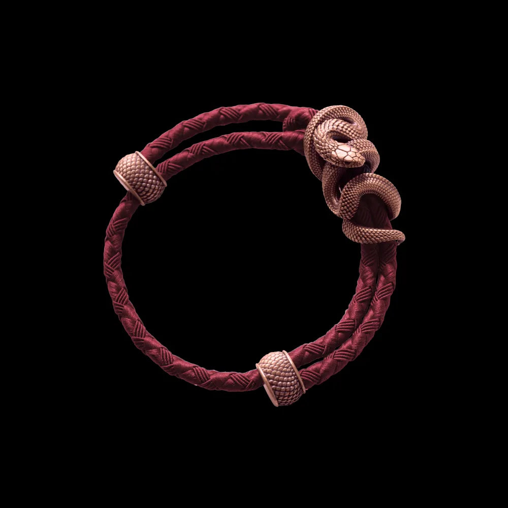 Copper Black Mamba Rope Bracelet Braided Rope Wine Red