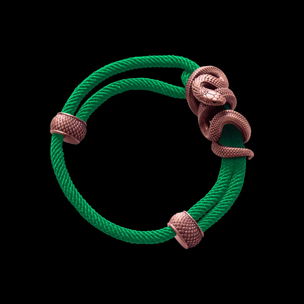 Copper Black Mamba Rope Bracelet Milan Rope Green