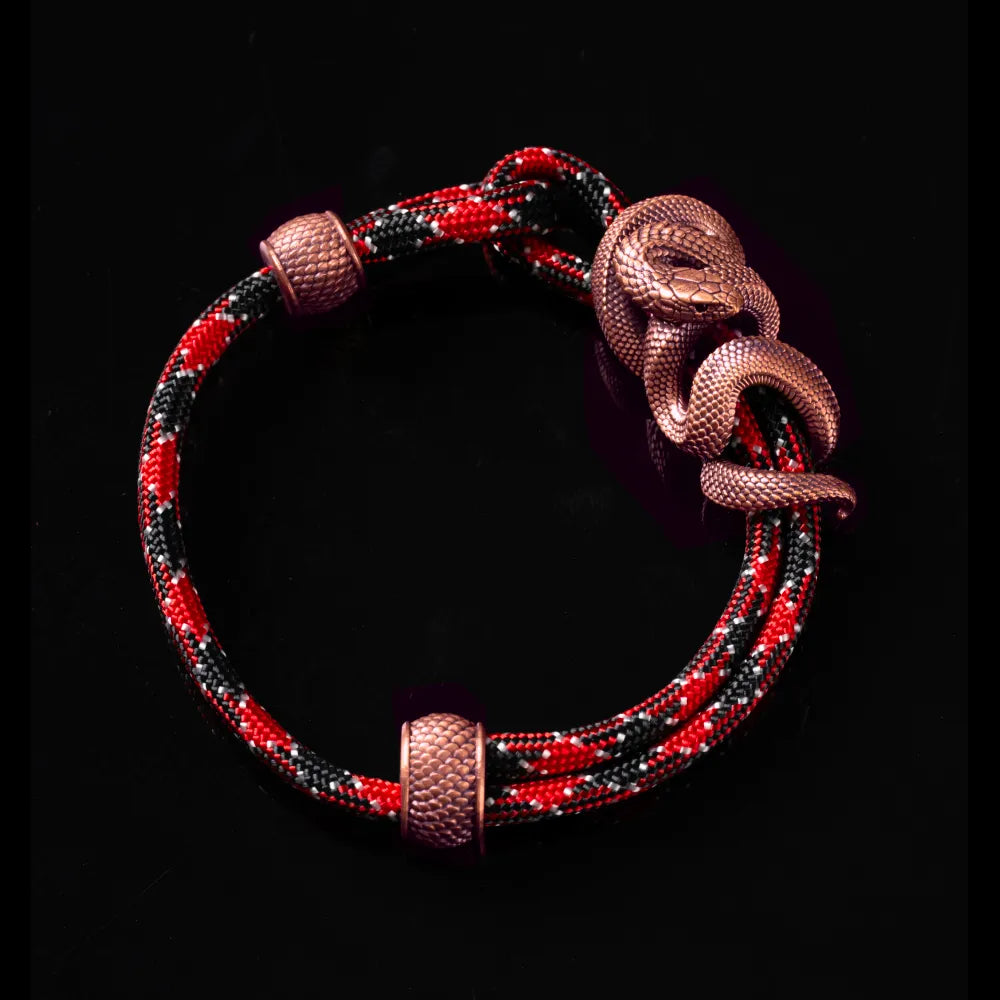 Copper Black Mamba Rope Bracelet Paracord Braided Deadpool Red