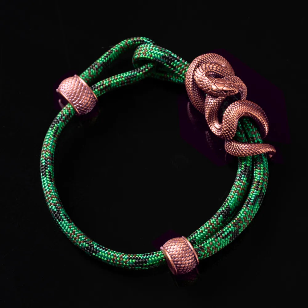 Copper Black Mamba Rope Bracelet Paracord Braided Forest Tale