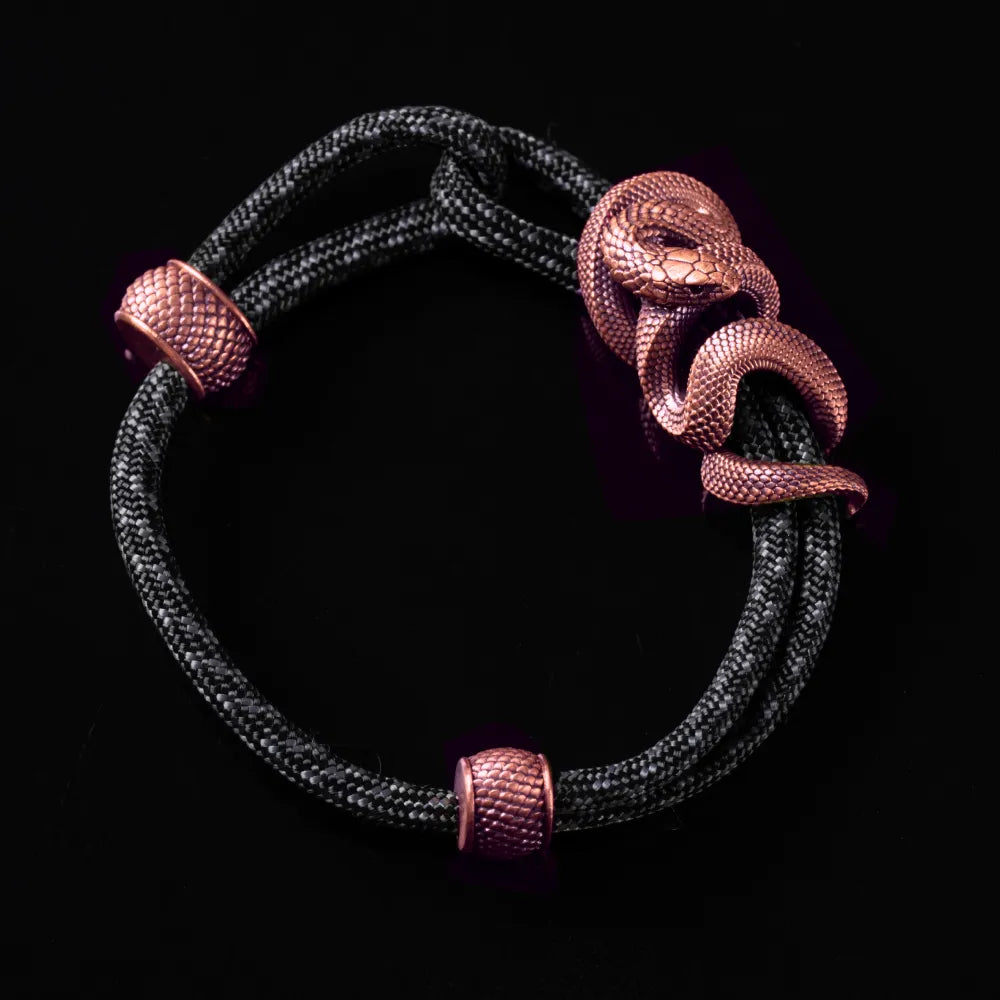 Copper Black Mamba Rope Bracelet Paracord Braided Midnight Black