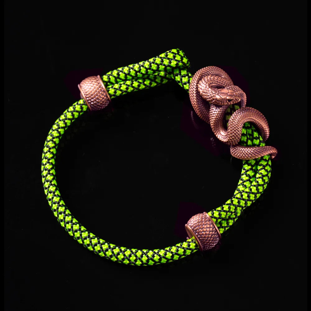 Copper Black Mamba Rope Bracelet Paracord Braided Neon Green