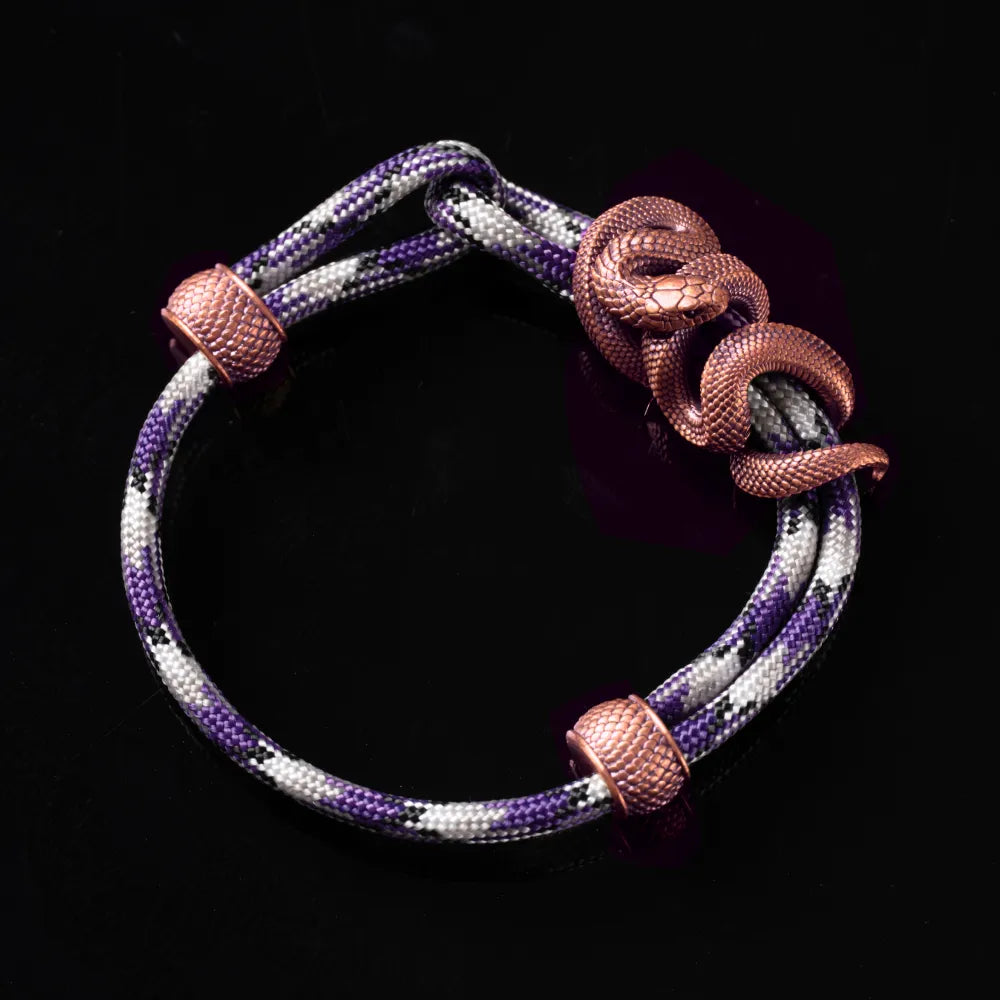 Copper Black Mamba Rope Bracelet Paracord Braided Plasma Glow