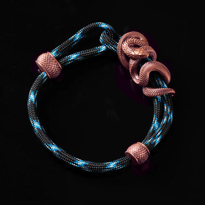 Copper Black Mamba Rope Bracelet Paracord Braided Thunder Blue
