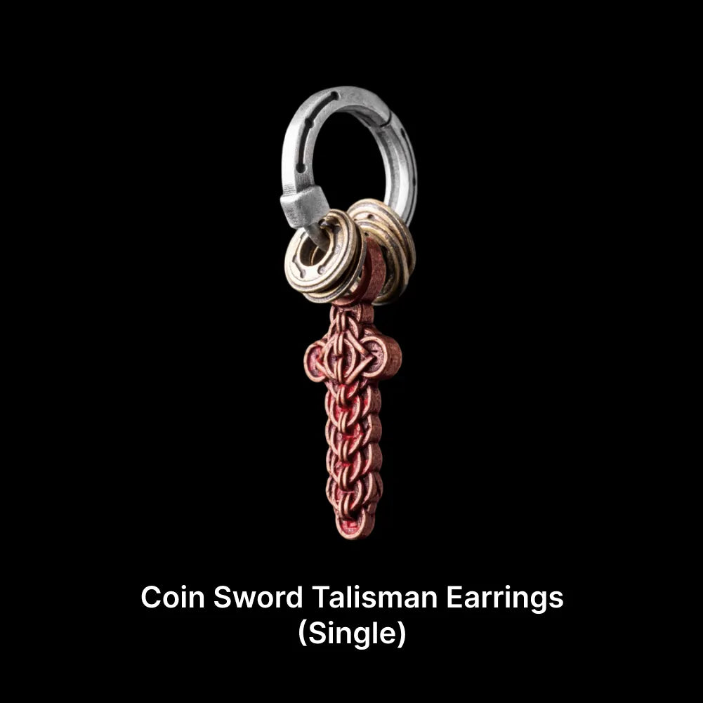Coin Sword Talisman Earrings