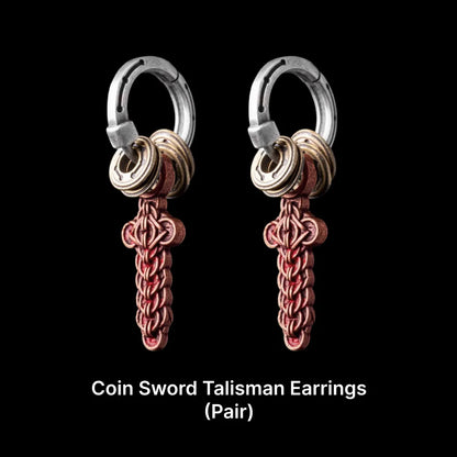 Coin Sword Talisman Earrings