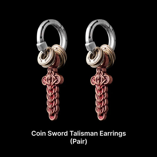 Coin Sword Talisman Earrings