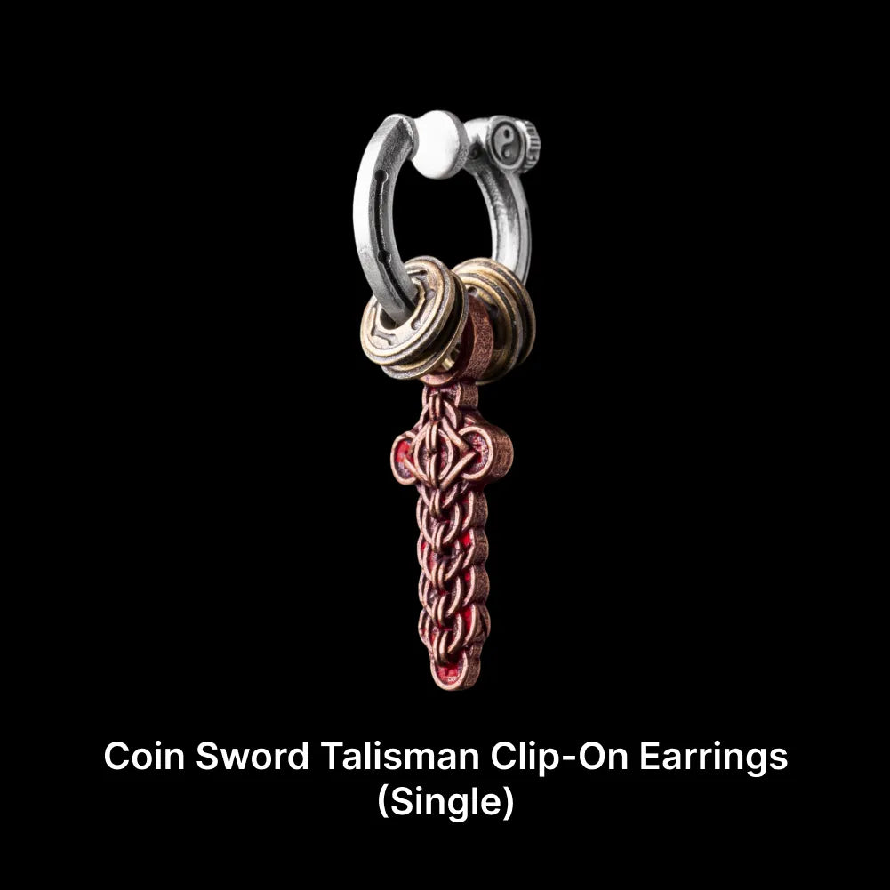 Coin Sword Talisman Earrings