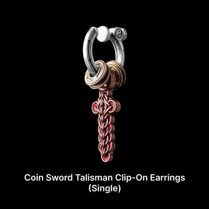 Coin Sword Talisman Earrings