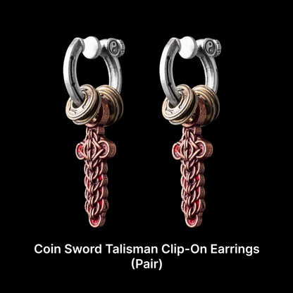 Coin Sword Talisman Earrings