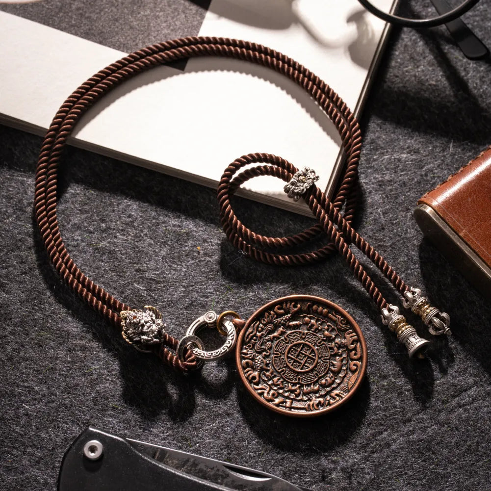 Copper Nine Palaces Bagua Talisman Pendant Details 01