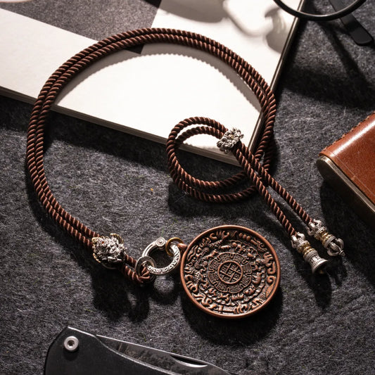 Copper Nine Palaces Bagua Talisman Pendant Details 01
