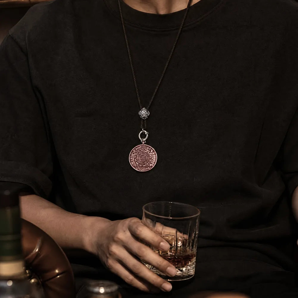 Copper Nine Palaces Bagua Talisman Pendant Details 02