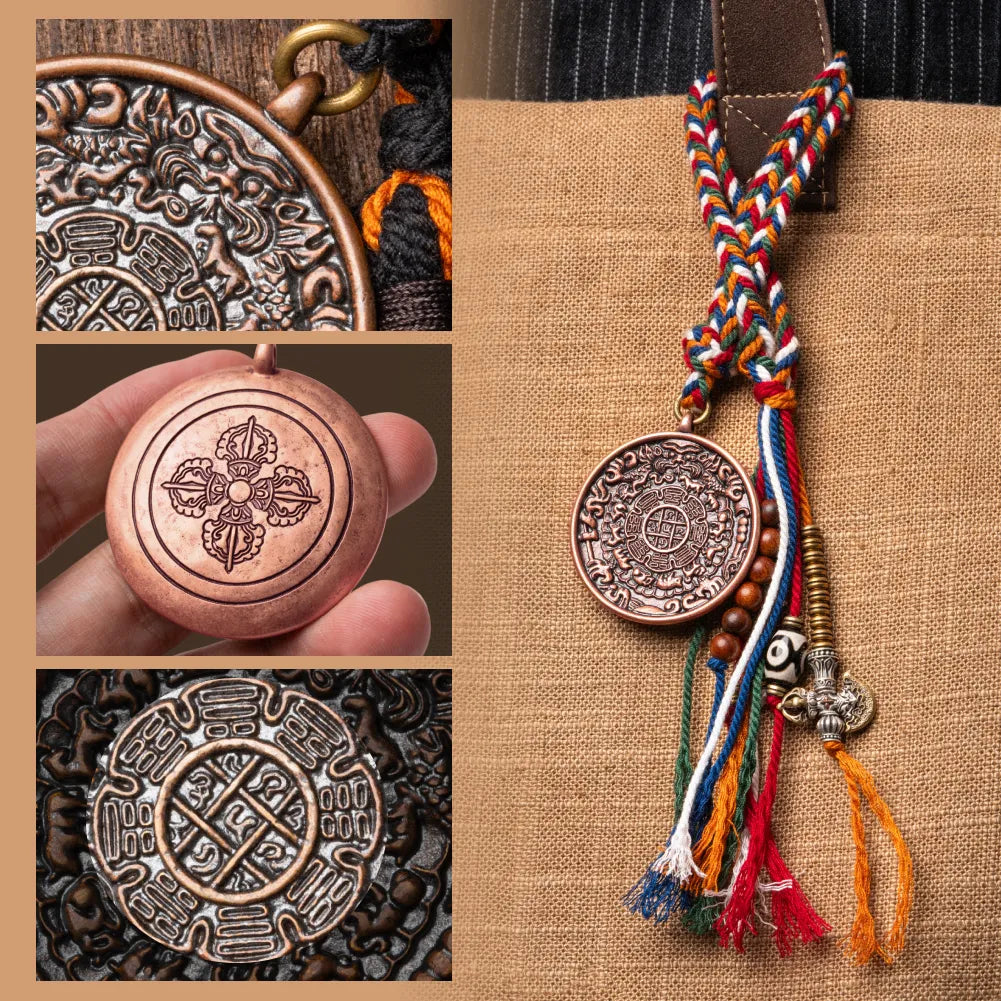 Copper Nine Palaces Bagua Talisman Pendant Details 07