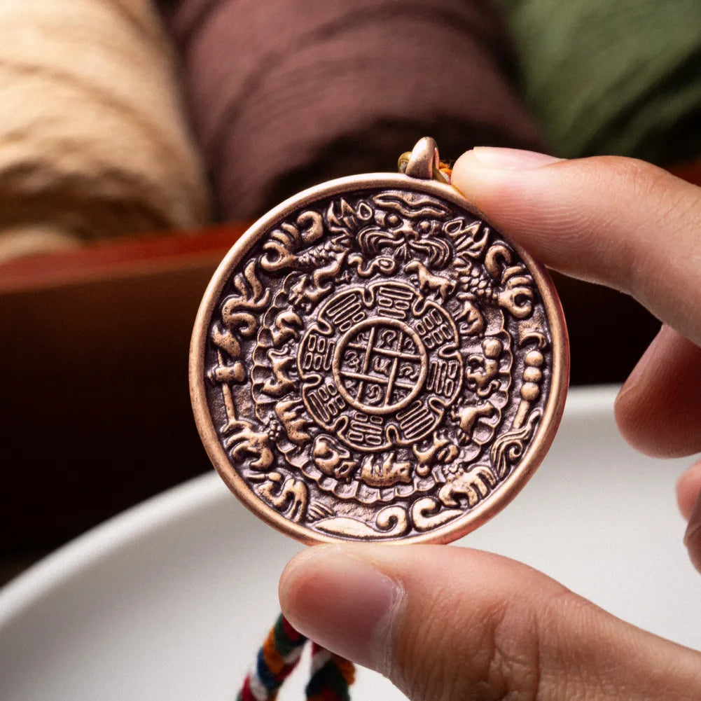 Copper Nine Palaces Bagua Talisman Pendant Details 08