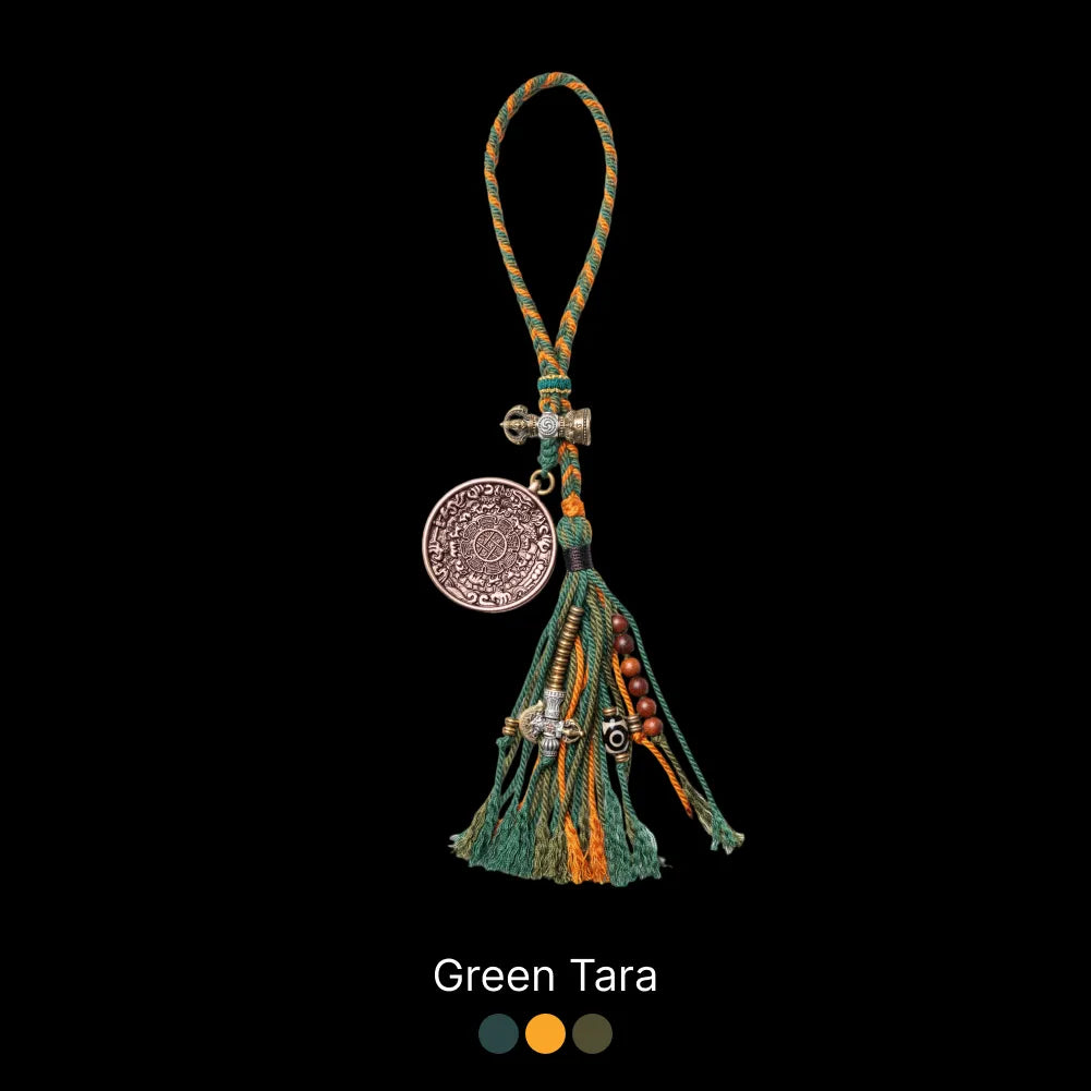 Copper Nine Palaces Bagua Talisman Pendant Green Tara Style