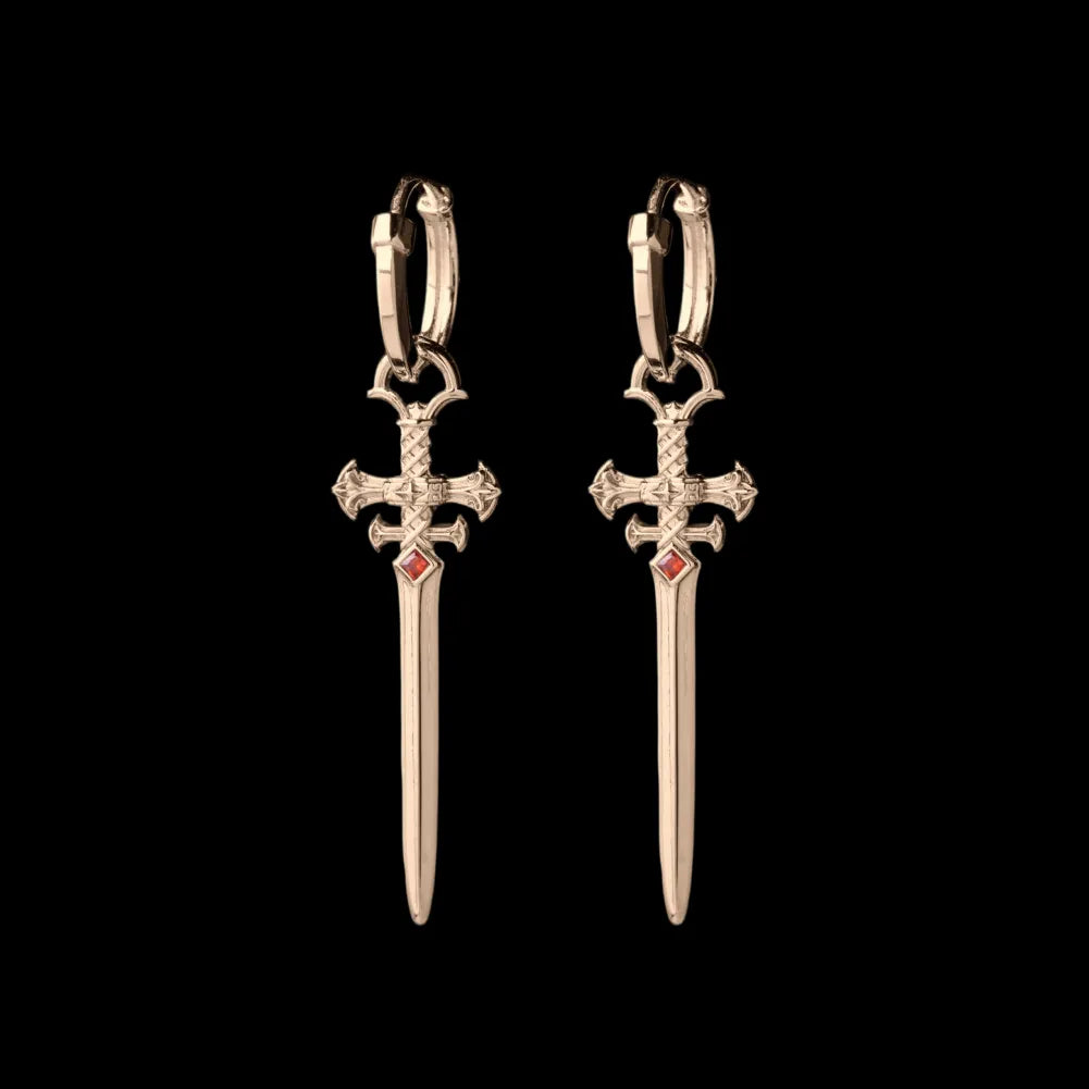 Crimson Sovereign Earrings in 14K Gold