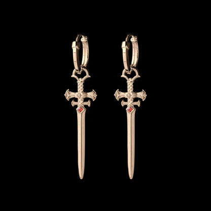 Crimson Sovereign Earrings in 14K Gold