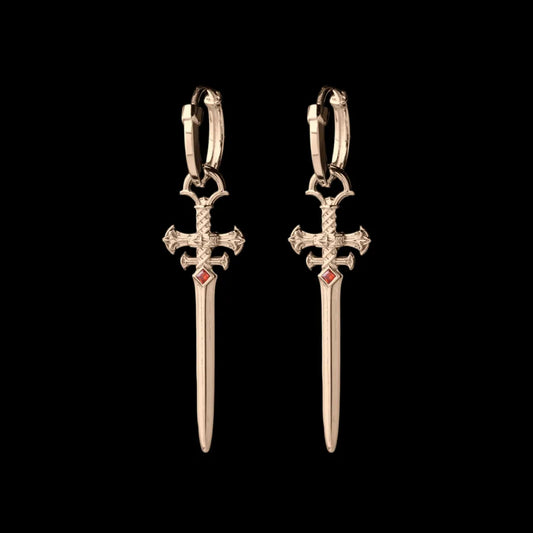 Crimson Sovereign Earrings in 14K Gold