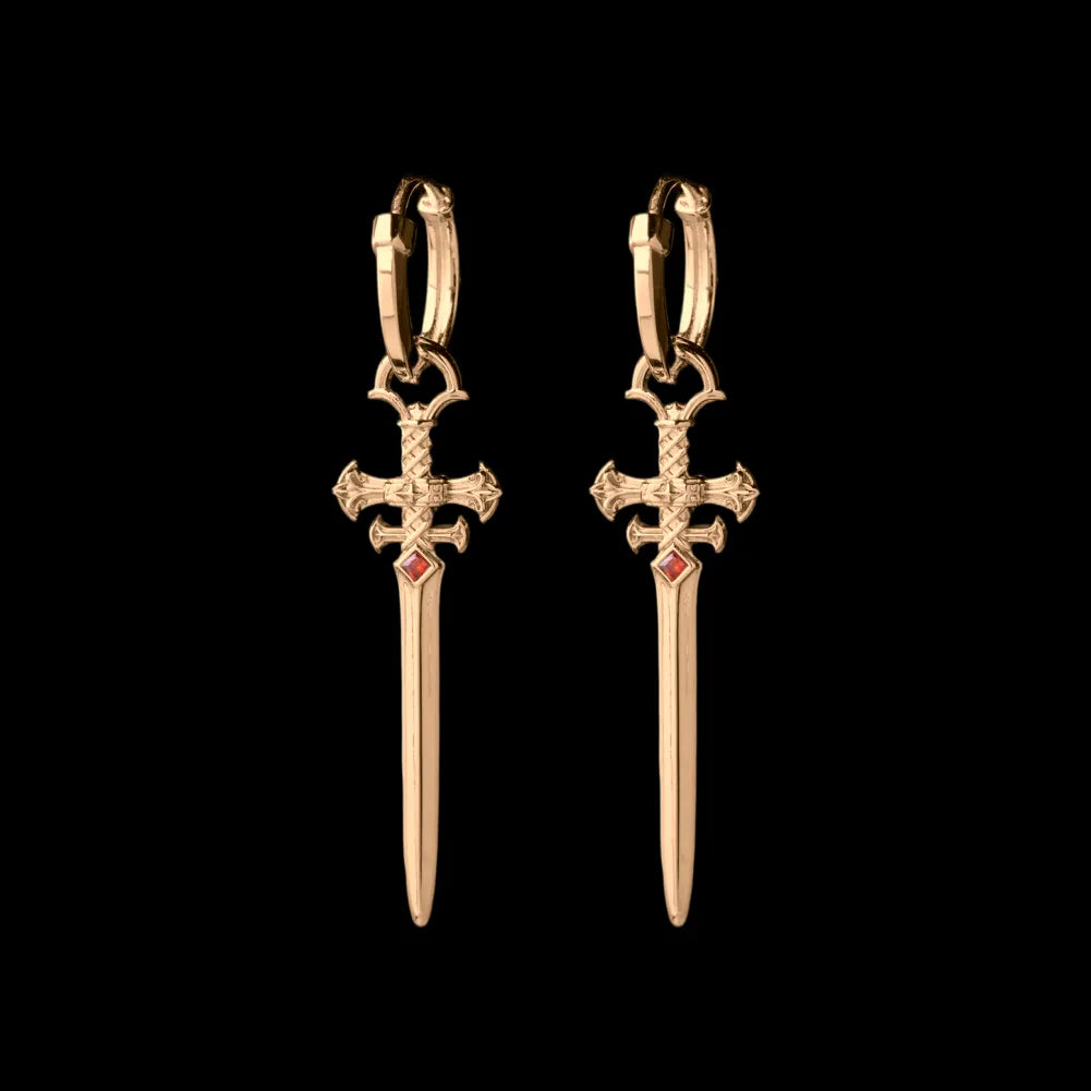 Crimson Sovereign Earrings in 18K Gold