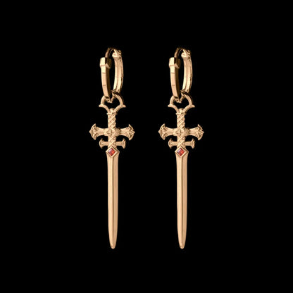Crimson Sovereign Earrings in 18K Gold