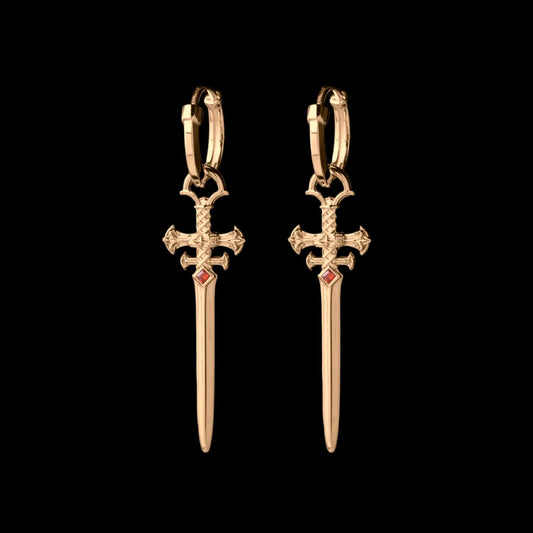 Crimson Sovereign Earrings in 18K Gold
